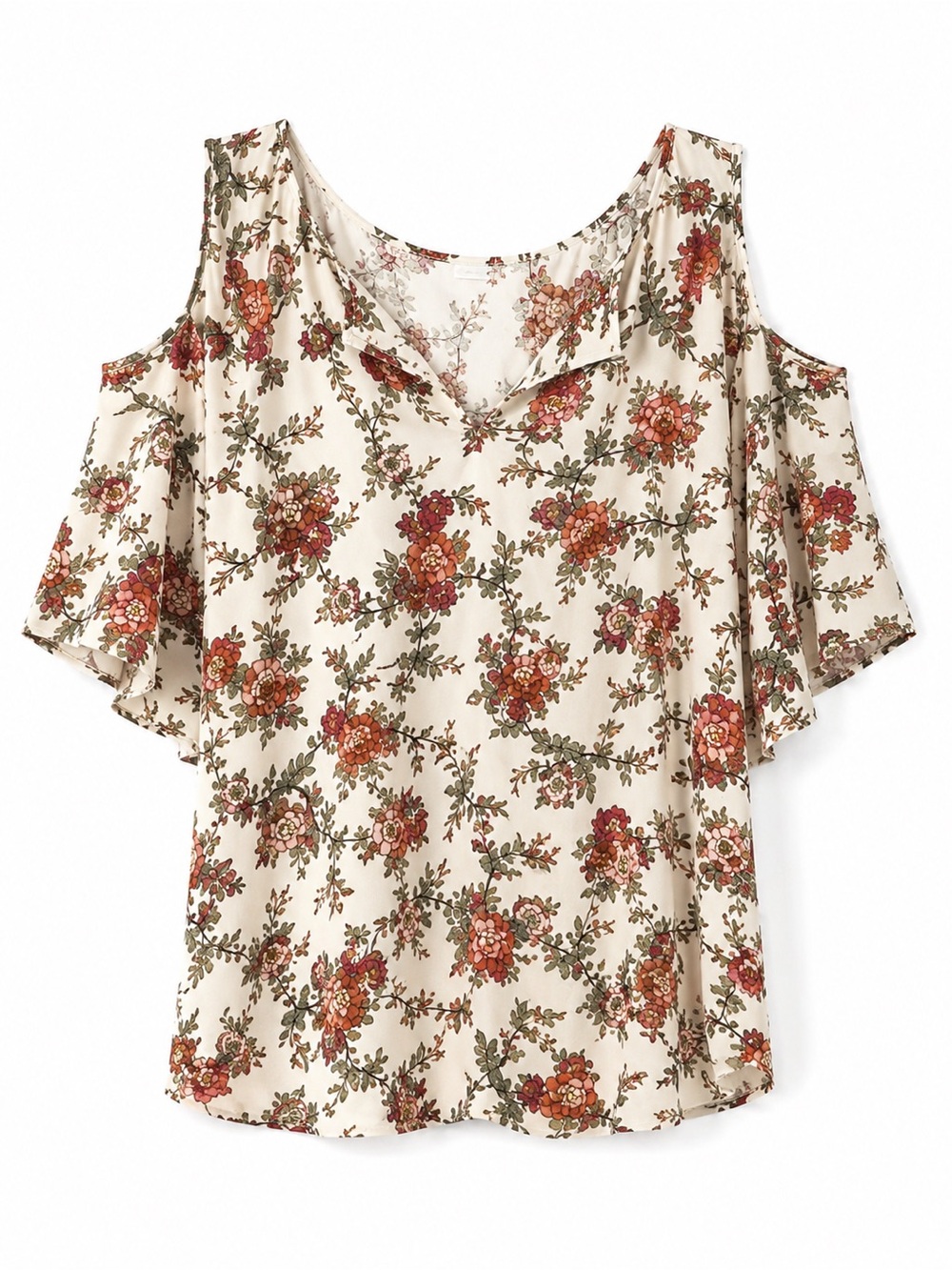 🌹 Max Studio Floral Cold Shoulder Blouse Romantic Sexy Top M